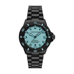 Мужские часы с механическим механизмом и синим циферблатом 42 мм на стальном браслете EMPORIO ARMANI, синий Dial