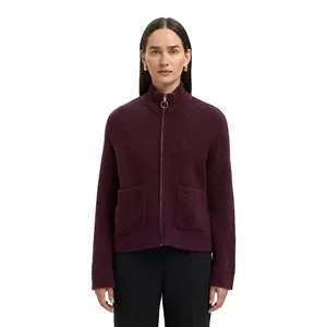 Свитер Selected Sia full zip, фиолетовый