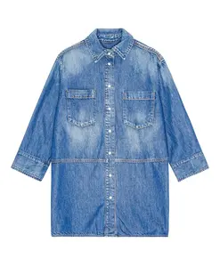Джинсовая рубашка оверсайз с длинными рукавами Ganni, синий