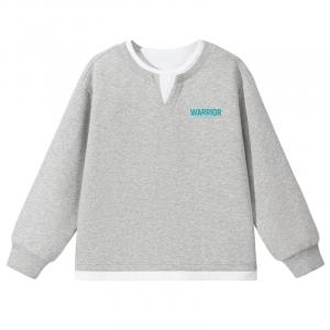 Детский свитшот с круглым вырезом Moderate WARRIOR, серый/h mint зеленый logo k
