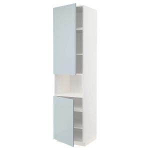 Высокий шкаф f micro w 2 двери/полки METOD IKEA, 60x60x240 см, цвет white/kallarp light grey-blue