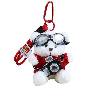 Плюшевый кулон с мультяшным медвежем-пилотом и пандой, высота 11 см Evening Tang, белый