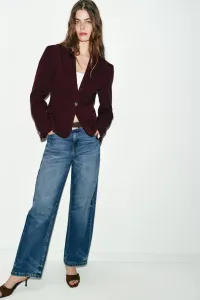 Приталенный блейзер с выразительными плечами Zara, бургундия