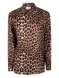 Шелковая рубашка с леопардовым принтом P.A.R.O.S.H., коричневый