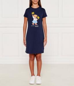 Платье-футболка детская Polo Ralph Lauren с принтом медведя, синий