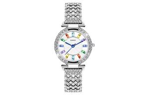 Кварцевые часы с металлическим ремешком для женщин, белый циферблат -K826 KANGOL, позолоченные чешуйчатые элементы