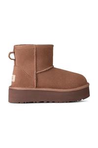 Детские зимние сапожки CLASSIC MINI PLATFORM из замши Ugg, коричневый