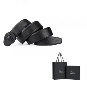 JAGUAR Мужской кожаный ремень из коровьей кожи шириной 3,5 см, Black