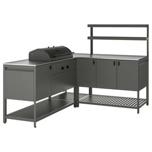 Летняя кухня с угольным барбекю BÅTSKÄR IKEA, 180x180x152 см, серый