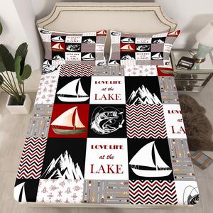 Erosebridal Комплект постельного белья Lake House в стиле бохо с морской тематикой, красный, Multi 11