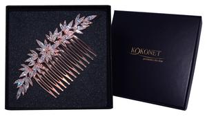 Коконет, Свадебный гребень из розового золота с насыщенными цветами Kokonet