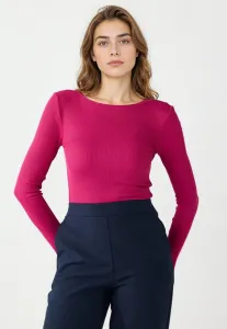 Облегающая блузка с вырезом-лодочкой и длинными рукавами. Jimmy Key, Fuchsia