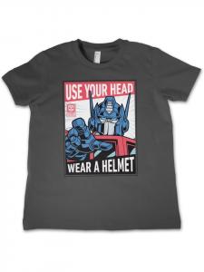 Футболка Use Your Head Wear A Helmet Kids Tee серого цвета Transformers