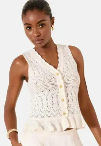 Жилет стандартного кроя с v-образным вырезом и оборками Lipsy, Ivory White