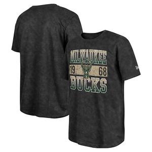 Мужская черная футболка milwaukee bucks oversized enzyme washed New Era