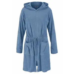 Мой домашний женский халат Nela, идеально подходит для сауны и спа, отельный халат, утренний халат, 1 шт., однотонный, короткий, с шнурком и карманами, размеры XS-3XL My Home, синий