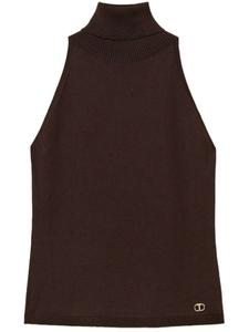 TWINSET трикотажный топ с логотипом, коричневый