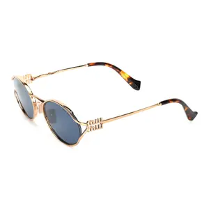 MIU MIU Овальные солнцезащитные очки с логотипом, Rose Gold