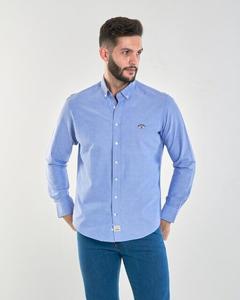 Гладкая мужская оксфордская рубашка обычного размера Spagnolo, светло-синий