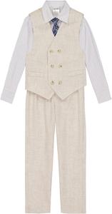 Костюм для мальчиков Calvin Klein из 4 предметов: жилет, брюки, рубашка с воротником и галстук, Cream/Purple