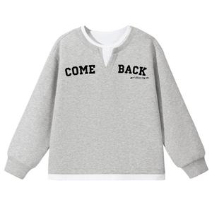 Детский свитшот с круглым вырезом Moderate WARRIOR, серый/h черный text mother upper right+h черный letter upper left