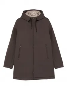 Пальто на молнии с капюшоном Herno, коричневый