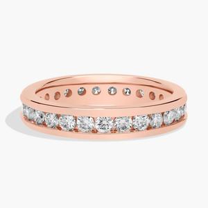 Кольцо-вечность с круглыми выращенными в лаборатории бриллиантами в канальной оправе из 14-каратного розового золота (1 карат, двойной - FG / VS2-SI1) Blue Nile