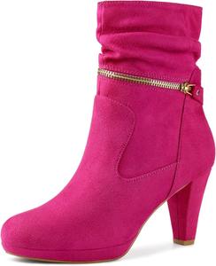 Женские сапоги до середины икры Perphy с платформой, круглым носком и устойчивым каблуком, Hot Pink