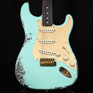 Fender Custom Shop 1962 Stratocaster Heavy Relic с золотой фурнитурой и вручную намотанными звукоснимателями Josefina - Surf Green / Black Paisley 2024 (R139397)