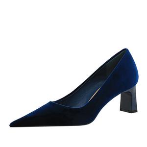 YAFEI XUANYU Женские туфли на массивном каблуке 6 см синие, цвет Blue