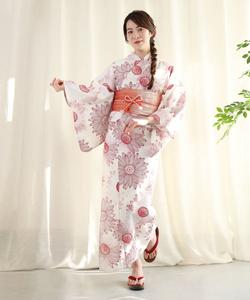 Набор из 4 предметов хлопковая юката aimoha/Цветочный (Юката, Хеко Оби, Гета и аксессуары для волос)