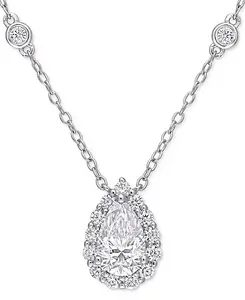 Ожерелье с подвеской-галочкой из выращенного в лаборатории муассанита каплевидной формы длиной 18 дюймов (1,5 карата) из стерлингового серебра Macy'S, moissanite