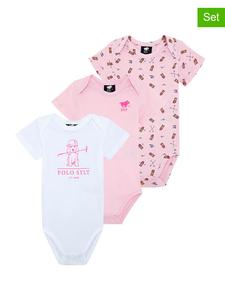 Polo Sylt Комплект из 3 боди: бело-розовые