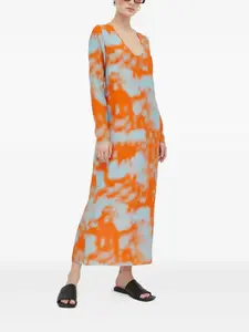 Платье миди с длинными рукавами и разрезом Samsoe Samsoe, оранжевый