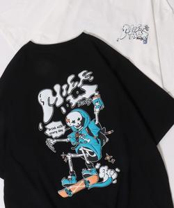 SITRY Футболка свободного кроя с коротким рукавом, светящимся и пенным принтом, Ghost & Boys, черный