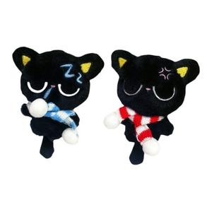 Nodding Bud Bug Милый и гордый черный угольный шарик маленький черный кот плюшевый кулон 12см высота