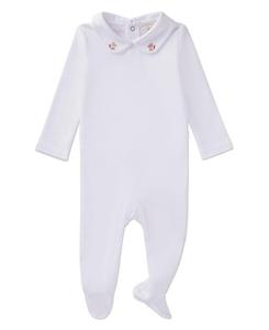 Детский комбинезон для девочек с воротником в виде Питера Пэна, вышитым сердечками MeMoi, Winter white