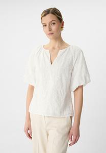 Блуза MIT ALL-OVER-STICKEREI UND BALLONÄRMELN comma, белый