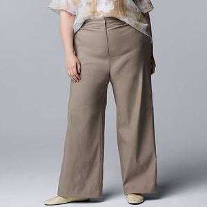 Plus size брюки широкого кроя из люксового твила Simply Vera Vera Wang, Leisure Khaki