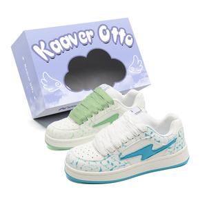 KAAVER OTTO Амортизирующие устойчивые к истиранию дышащие скейтбордские кроссовки унисекс сине-зеленые непарные