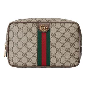 Сумка savoy toiletry case with web 'beige ebony' Gucci, бежевый
