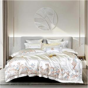 ZHOUYANB Комплект постельного белья из сатинового хлопка с вышивкой White
