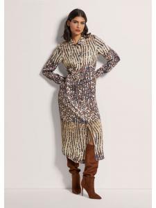 MADELEINE Платье из атласа с принтом, черное/разноцветное