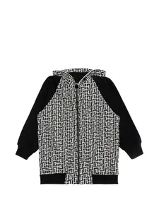 Толстовка на молнии с геометрическим принтом Balmain Kids, белый