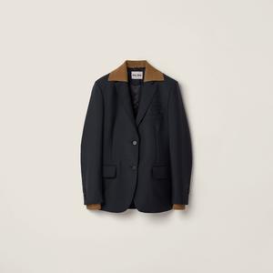 Однобортный пиджак из мохера козленка MIU MIU, синий