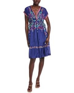 Шелковое мини-платье Johnny Was Ellis Johnny Was, синий