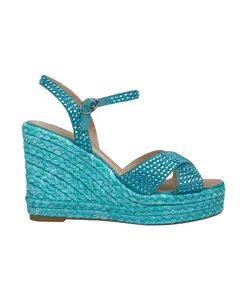 Плетеные туфли на танкетке с жемчугом Alma En Pena, зеленый