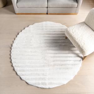 nuLOOM круглый плюшевый ковер, 153 x 153 см, машинная стирка, нескользящий, мягкий пушистый ворс для гостиной спальни детской комнаты домашний декор, Kai Off-White