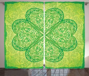 Штора ABAKUHAUS в ирландском деревенском стиле, традиционный мотив в виде сердца, присборенная тесьма для спальни с петлями и крючками, 280 x 245 см, цвет бледно-авокадовый Abakuhaus