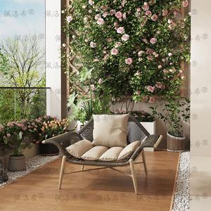 Yu Senyi Кресло-шезлонг из ротанга майя грей, усиленное и утолщенное